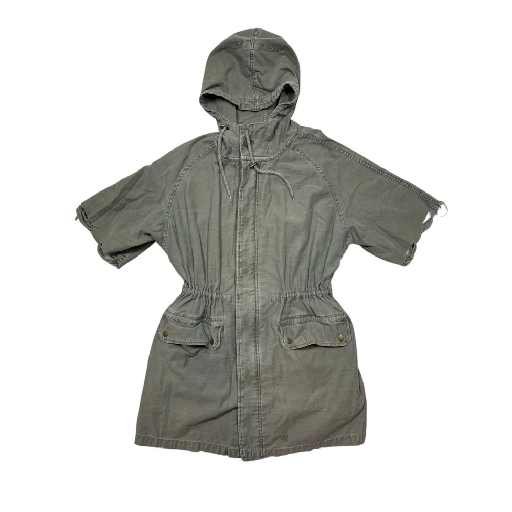 Free People Womens‎ Green Reworked Army Hooded Gorpcore Utility Jacket Size XS